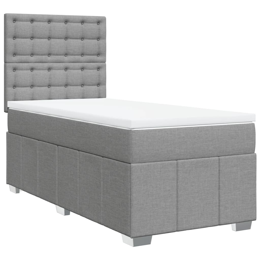 Boxspring met matras stof lichtgrijs 90x200 cm