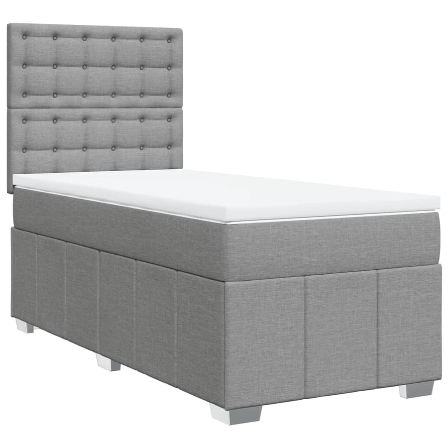 Boxspring met matras stof lichtgrijs 90x200 cm