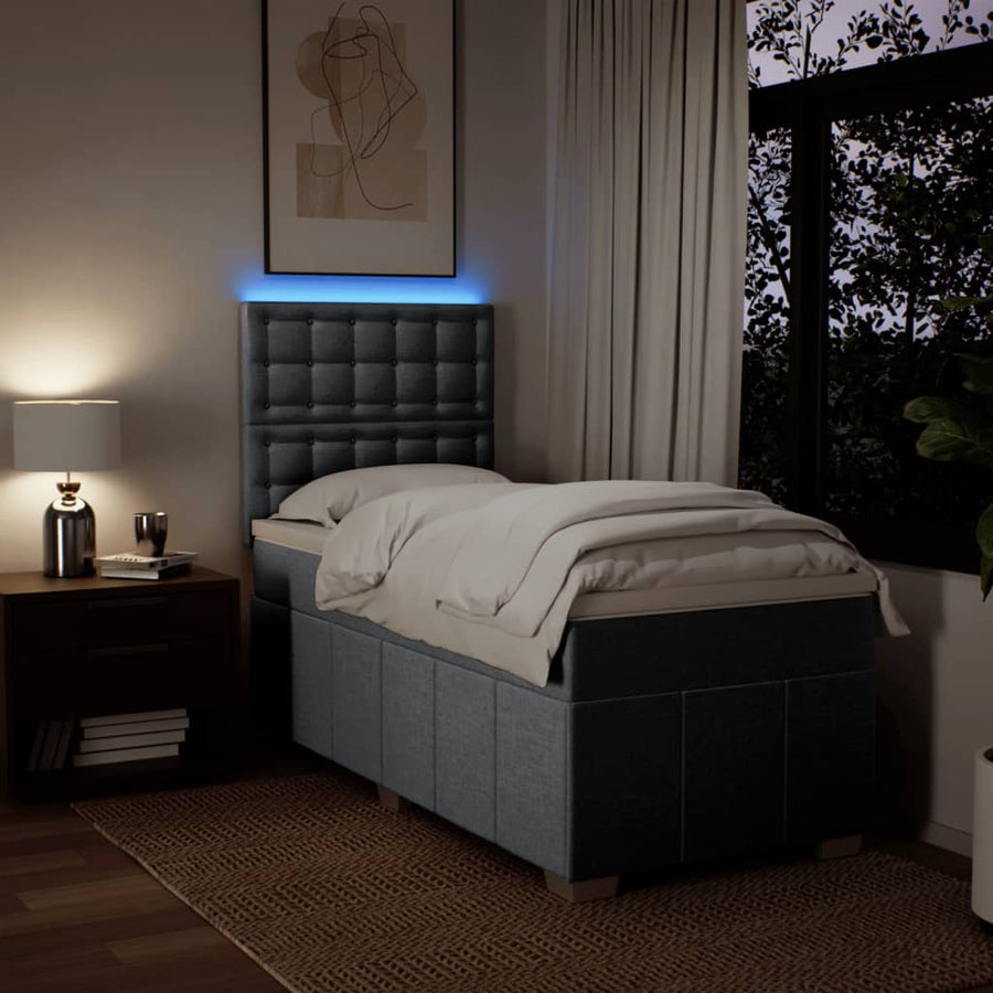 Boxspring met matras stof lichtgrijs 90x200 cm