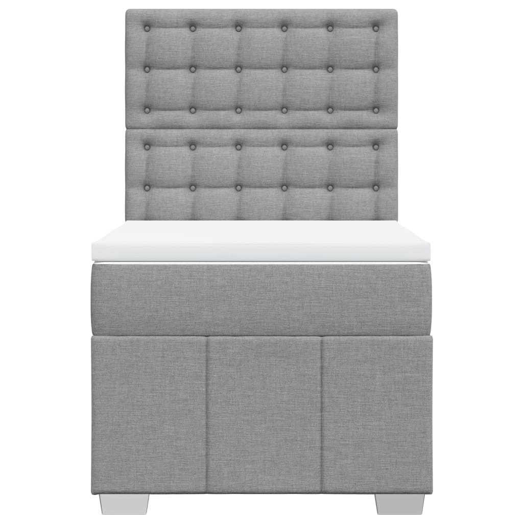 Boxspring met matras stof lichtgrijs 90x200 cm