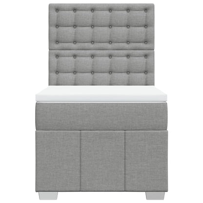 Boxspring met matras stof lichtgrijs 90x200 cm