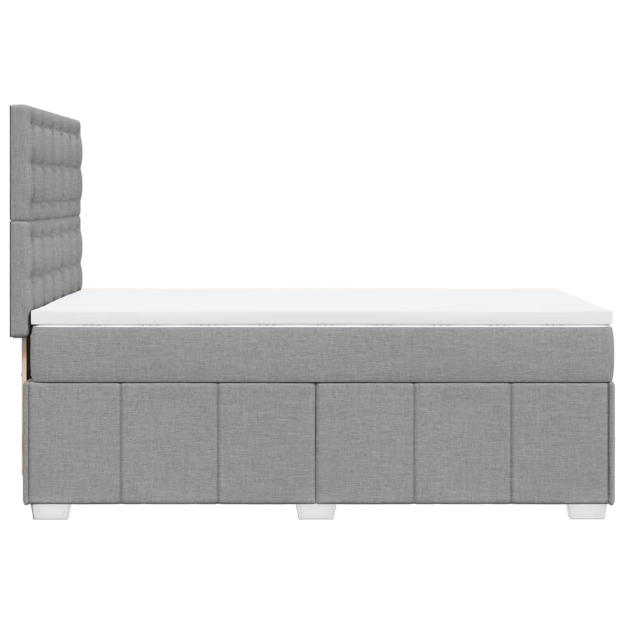 Boxspring met matras stof lichtgrijs 90x200 cm
