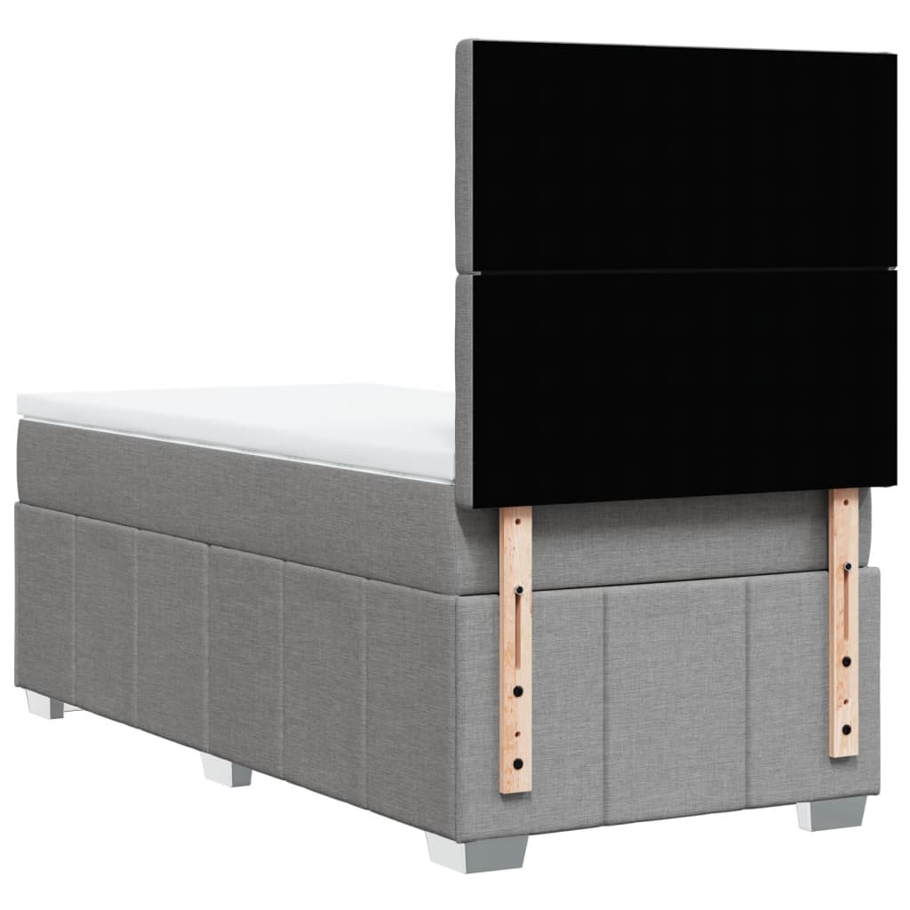 Boxspring met matras stof lichtgrijs 90x200 cm
