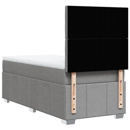 Boxspring met matras stof lichtgrijs 90x200 cm