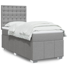Boxspring met matras stof lichtgrijs 90x200 cm