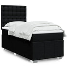 Box spring with mattress fabric black 90x200 cm