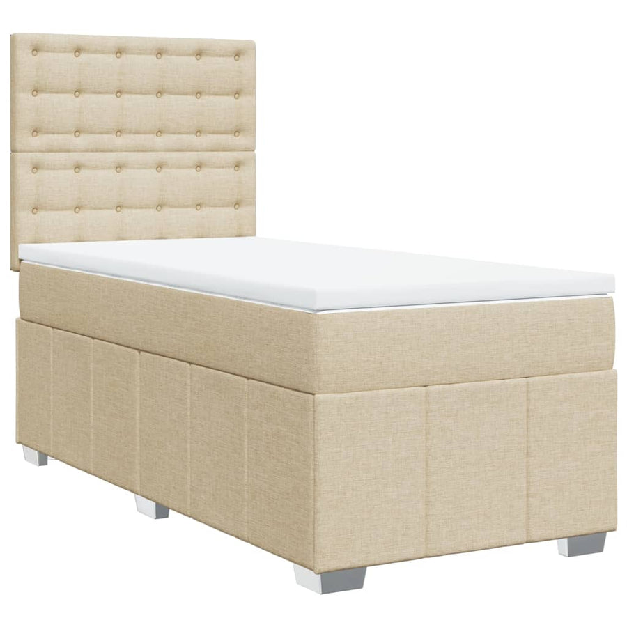 Boxspring met matras stof crèmekleurig 90x200 cm