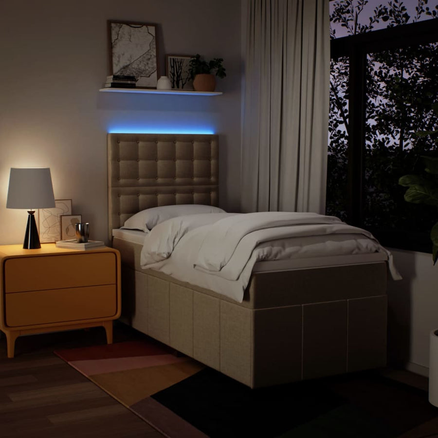 Boxspring met matras stof crèmekleurig 90x200 cm