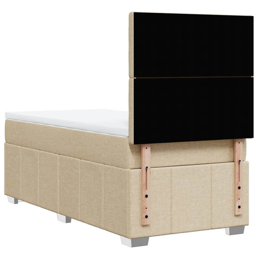 Boxspring met matras stof crèmekleurig 90x200 cm