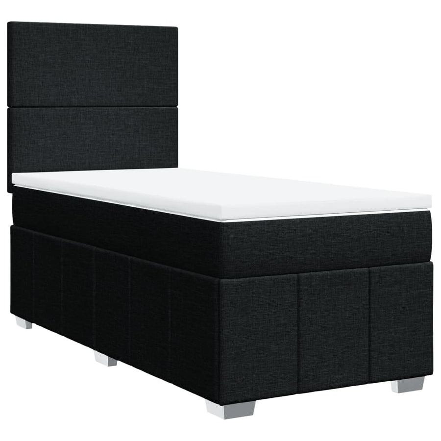 Boxspring met matras stof zwart 100x200 cm