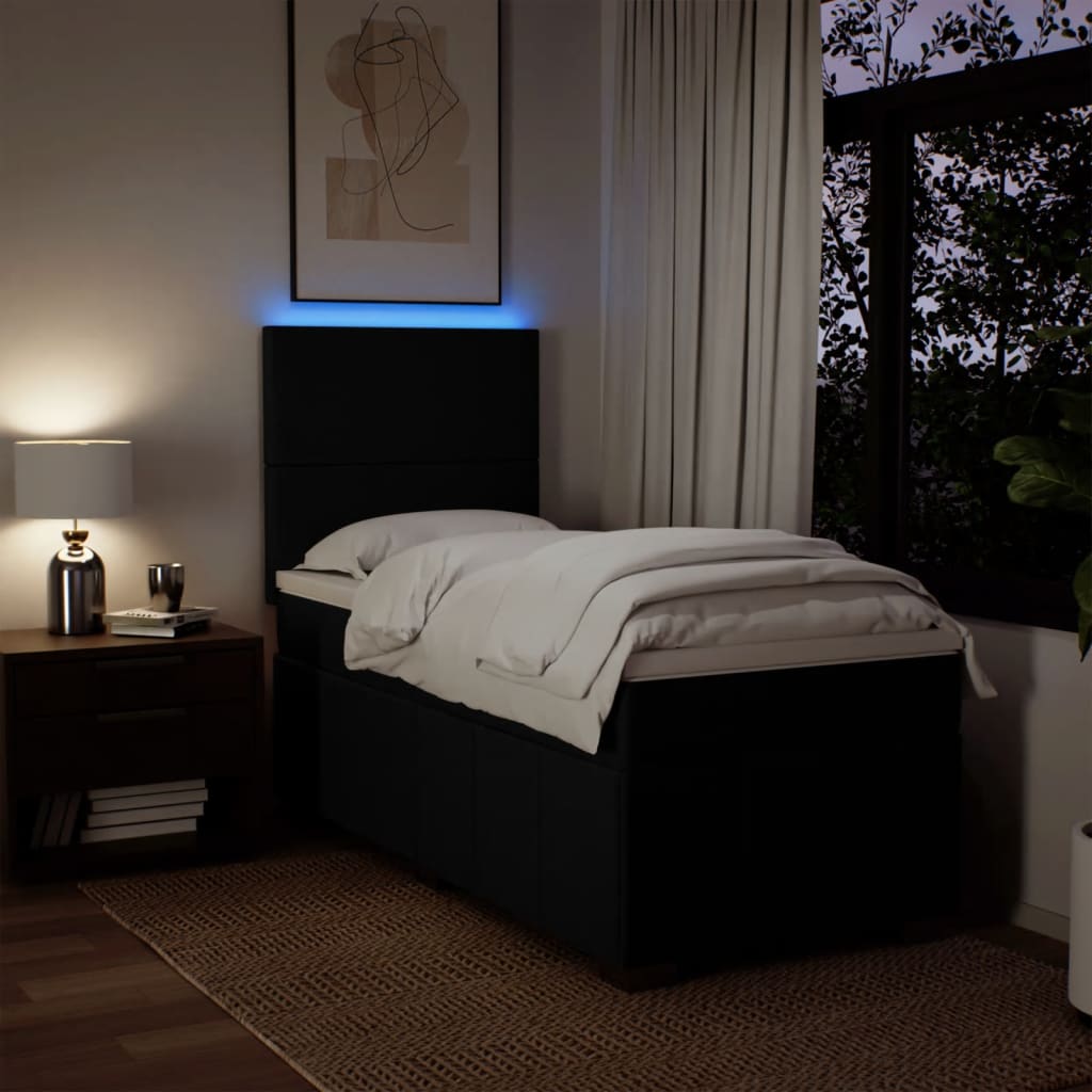 Boxspring met matras stof zwart 100x200 cm