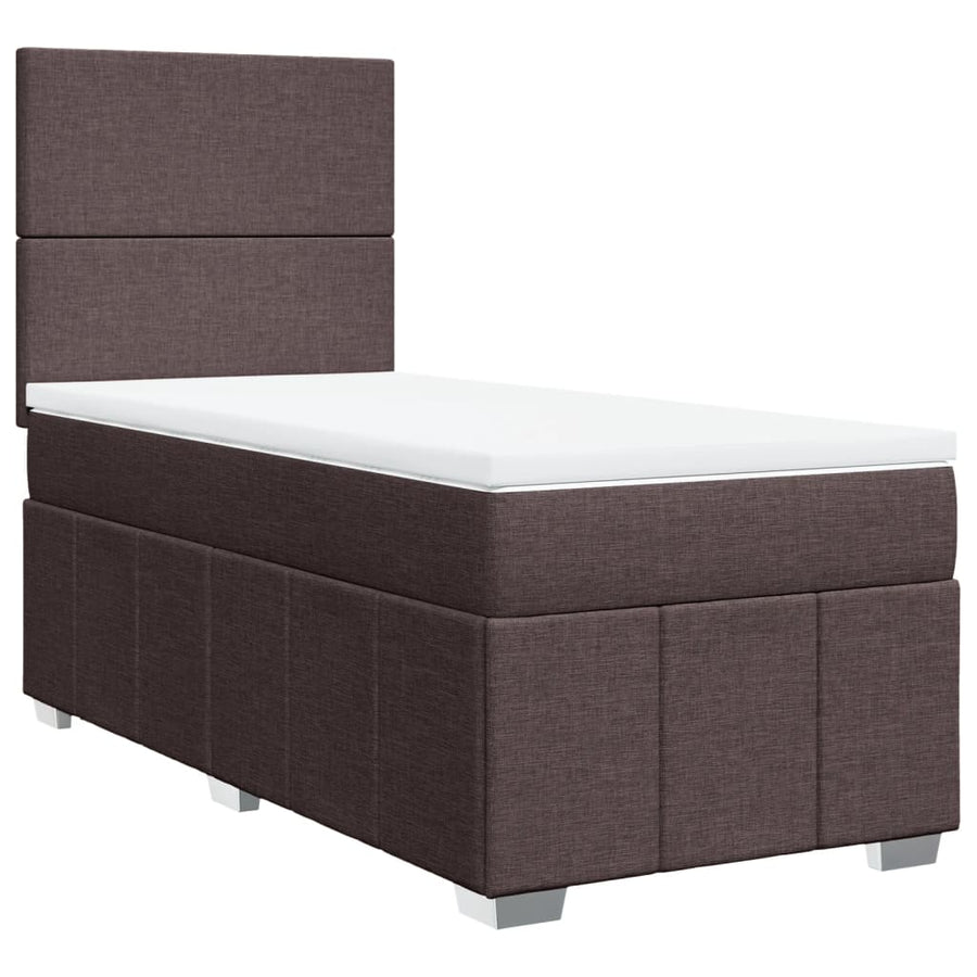 Boxspring met matras stof donkerbruin 100x200 cm