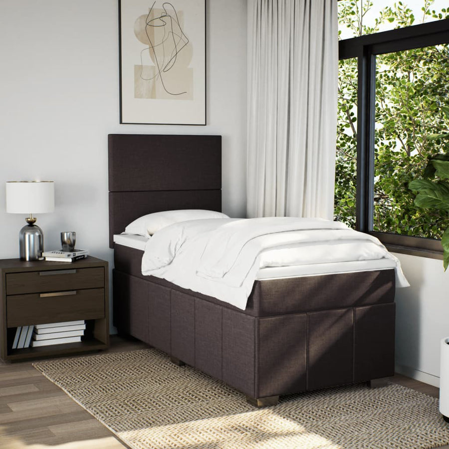 Boxspring met matras stof donkerbruin 100x200 cm