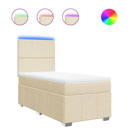 Boxspring met matras stof crèmekleurig 100x200 cm
