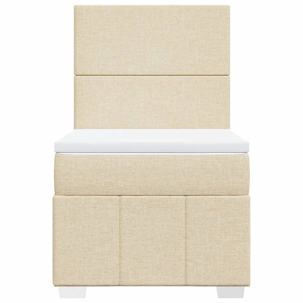 Boxspring met matras stof crèmekleurig 100x200 cm