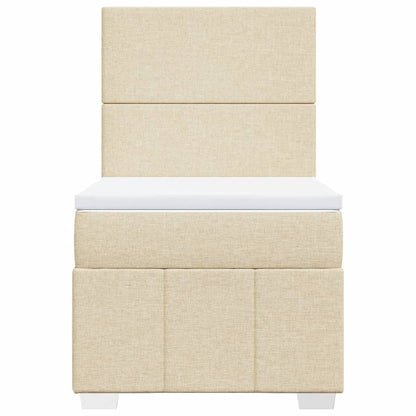 Boxspring met matras stof crèmekleurig 100x200 cm
