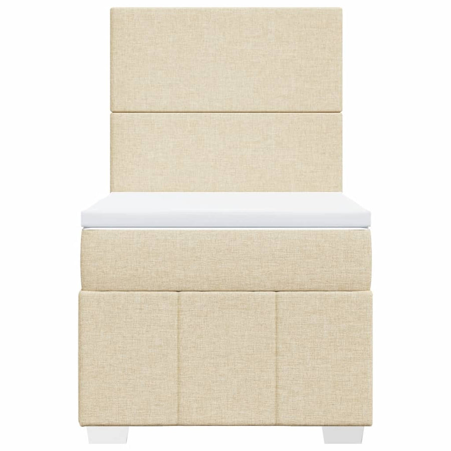 Boxspring met matras stof crèmekleurig 100x200 cm
