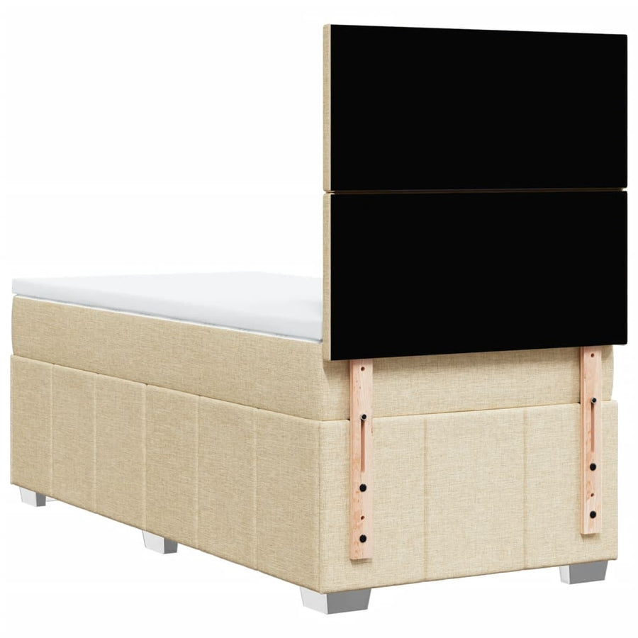 Boxspring met matras stof crèmekleurig 100x200 cm