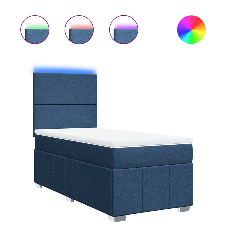 Boxspring met matras stof blauw 100x200 cm