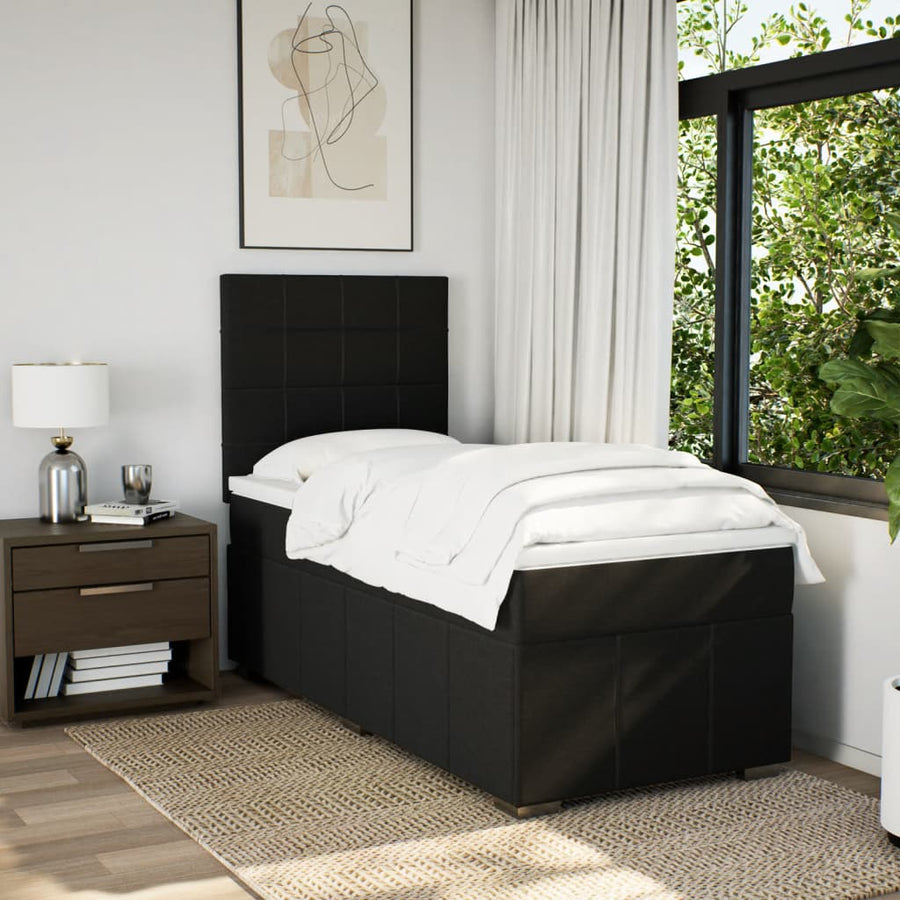 Boxspring met matras stof zwart 100x200 cm