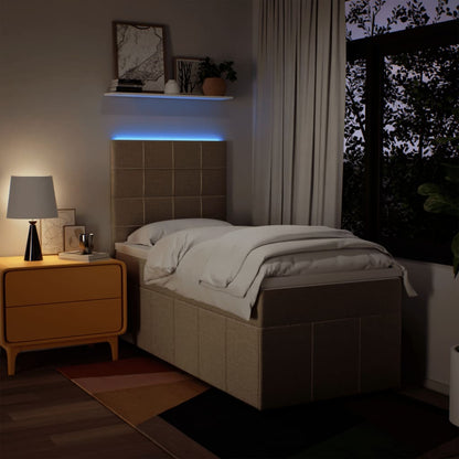 Boxspring met matras stof crèmekleurig 100x200 cm