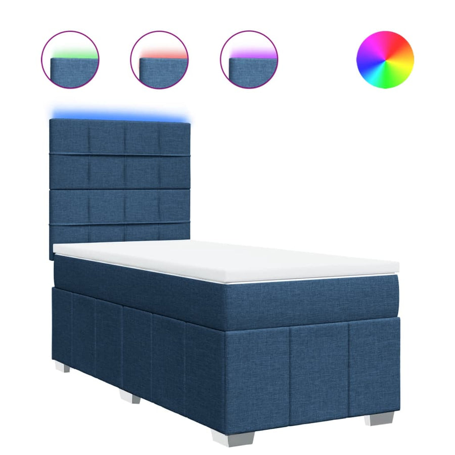 Boxspring met matras stof blauw 100x200 cm