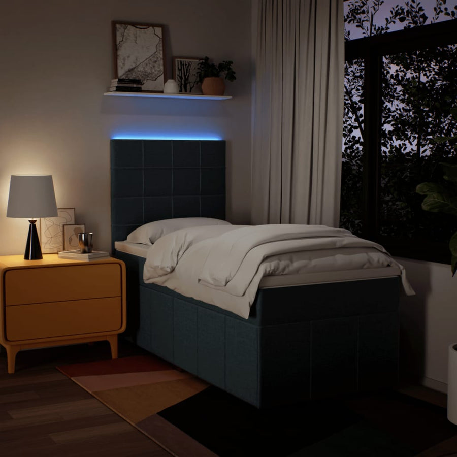 Boxspring met matras stof blauw 100x200 cm