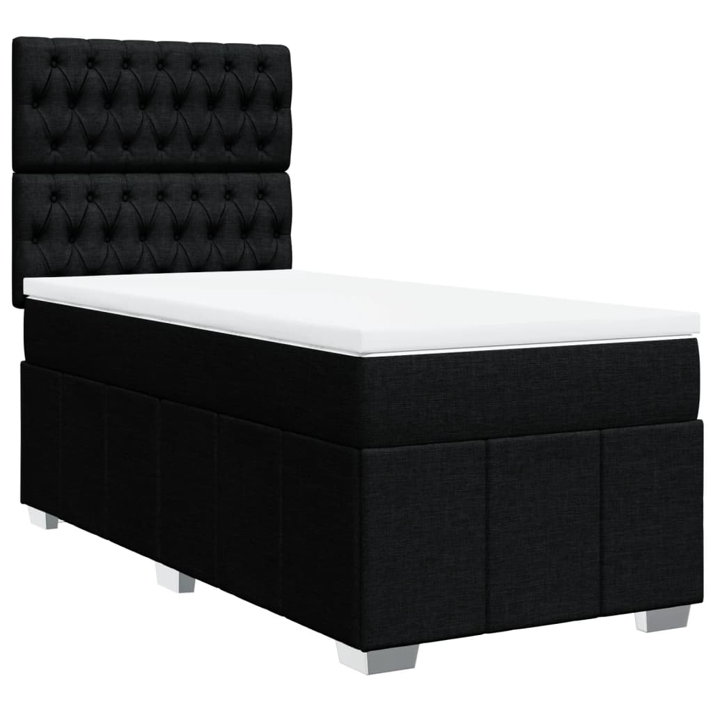 Boxspring met matras stof zwart 100x200 cm