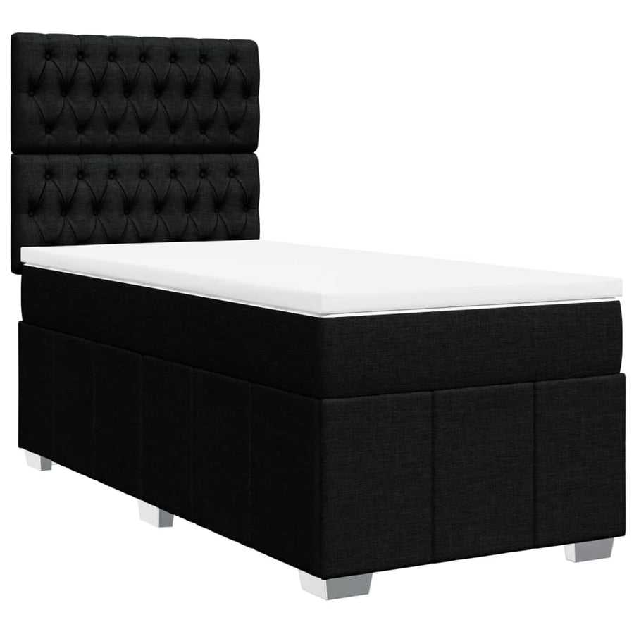 Boxspring met matras stof zwart 100x200 cm