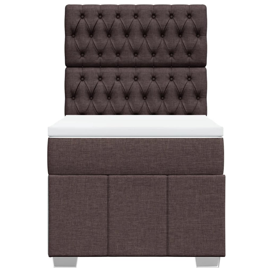 Boxspring met matras stof donkerbruin 100x200 cm
