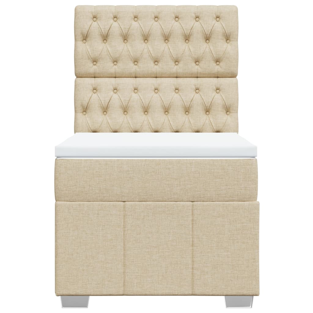 Boxspring met matras stof crèmekleurig 100x200 cm