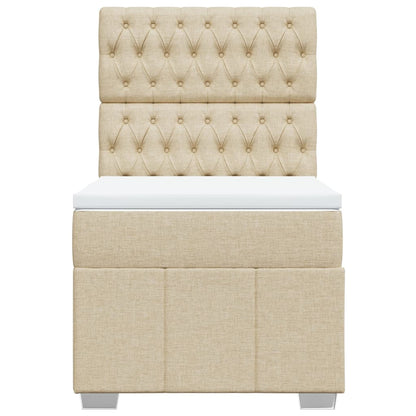 Boxspring met matras stof crèmekleurig 100x200 cm