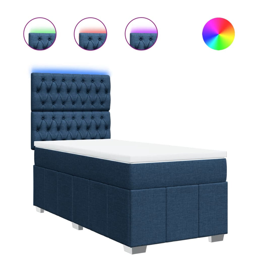Boxspring met matras stof blauw 100x200 cm