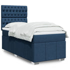 Boxspring met matras stof blauw 100x200 cm