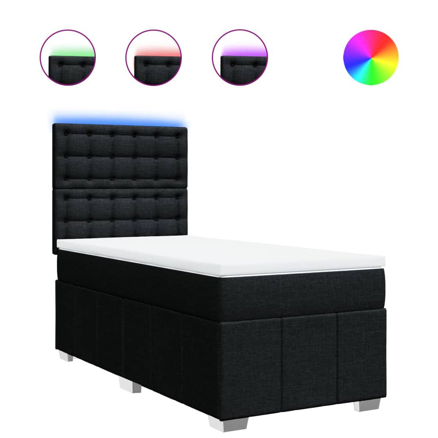 Boxspring met matras stof zwart 100x200 cm
