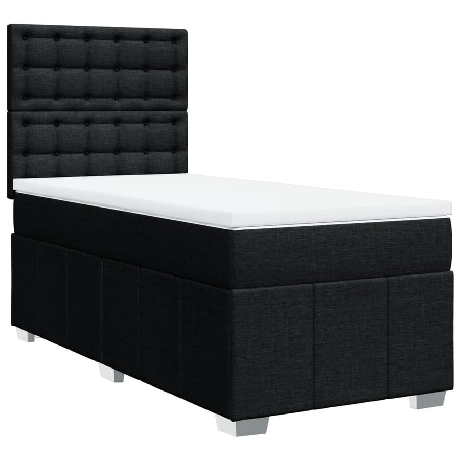 Boxspring met matras stof zwart 100x200 cm