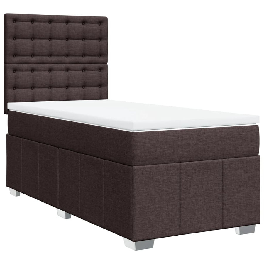 Boxspring met matras stof donkerbruin 100x200 cm