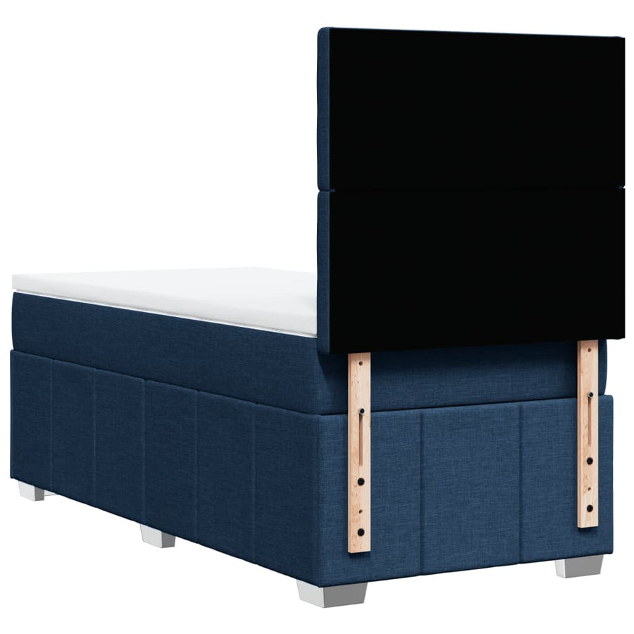 Boxspring met matras stof blauw 100x200 cm