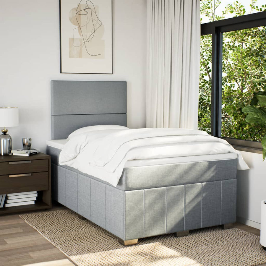 Boxspring met matras stof lichtgrijs 120x190 cm