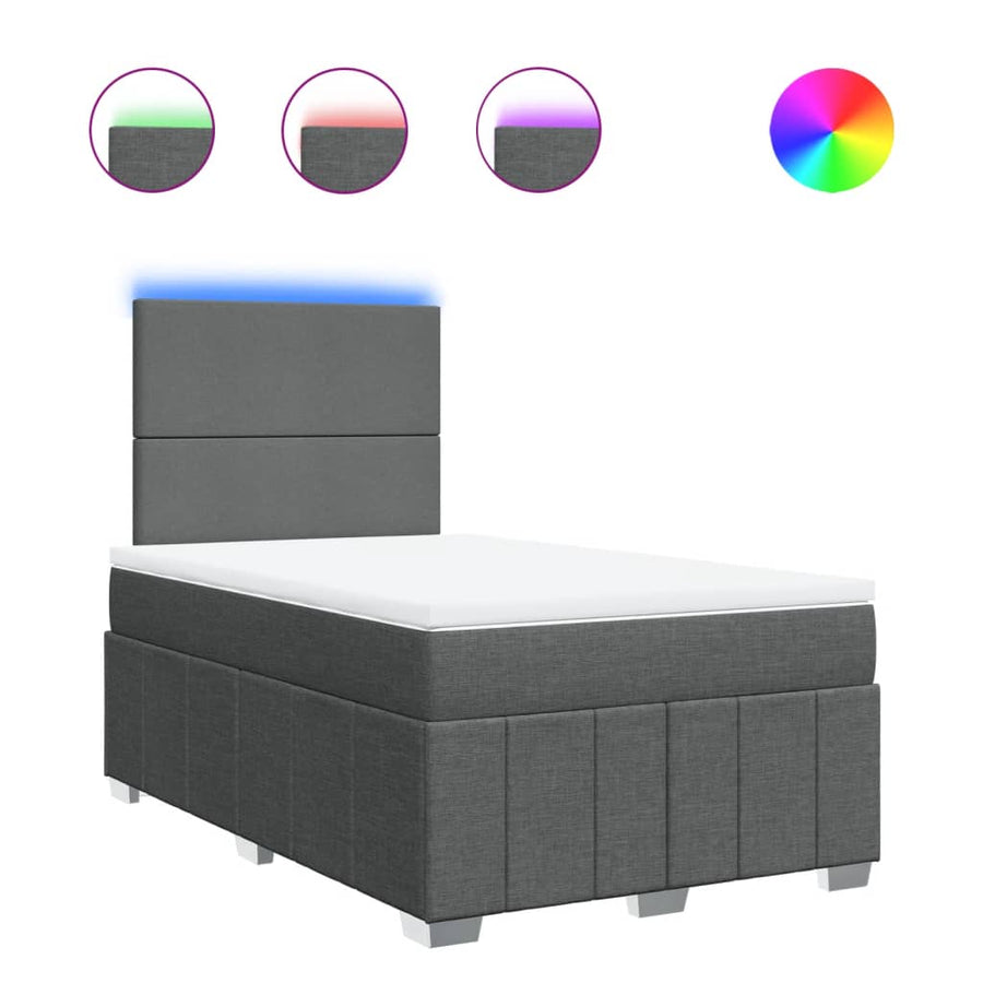 Boxspring met matras stof donkergrijs 120x190 cm