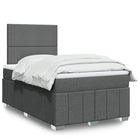 Box spring bed with mattress fabric dark grey 120x190 cm