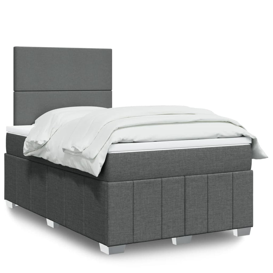 Boxspring met matras stof donkergrijs 120x190 cm