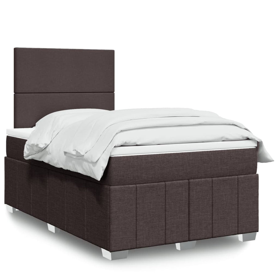Boxspring met matras stof donkerbruin 120x190 cm
