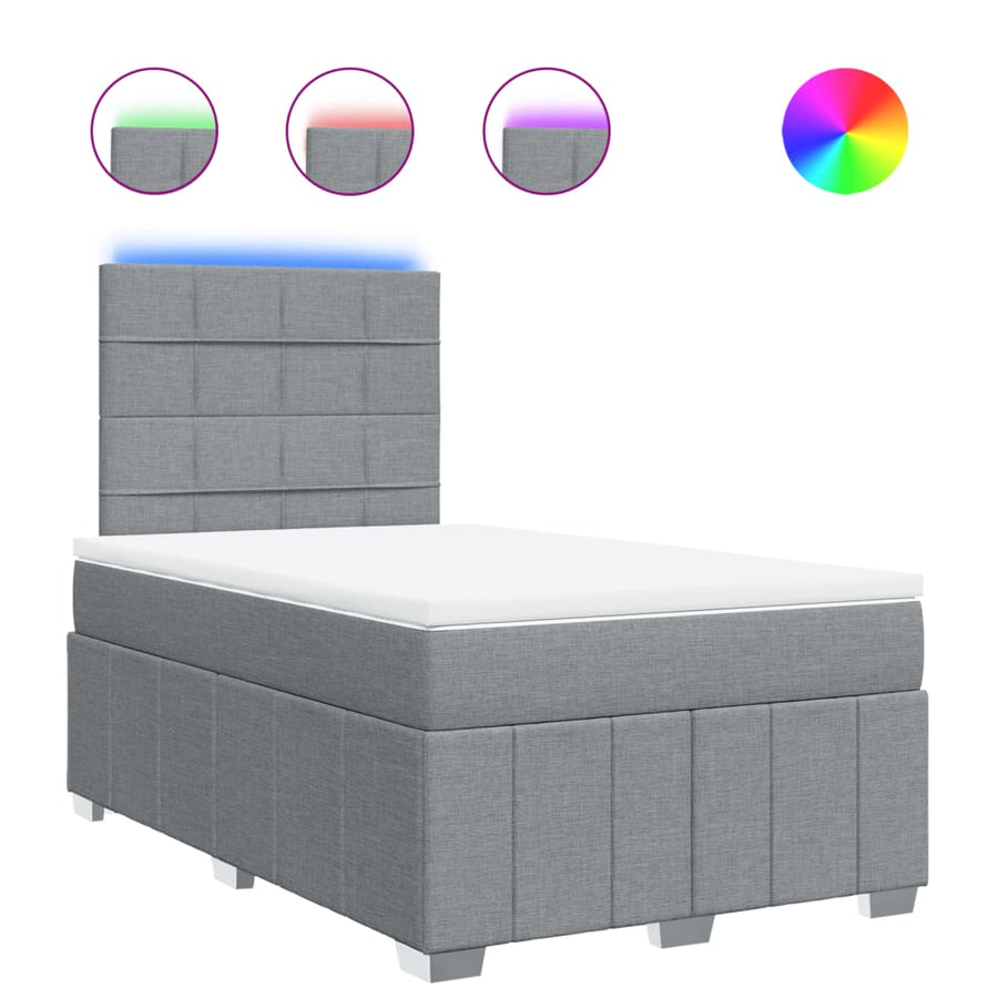 Boxspring met matras stof lichtgrijs 120x190 cm