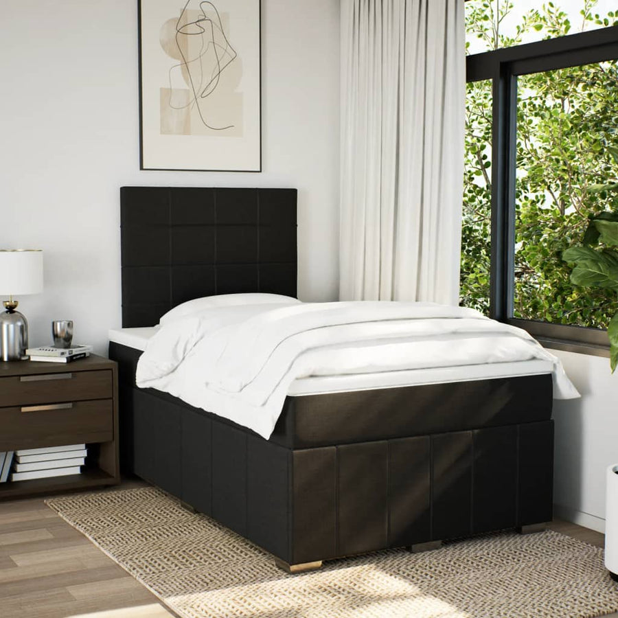 Boxspring met matras stof zwart 120x190 cm