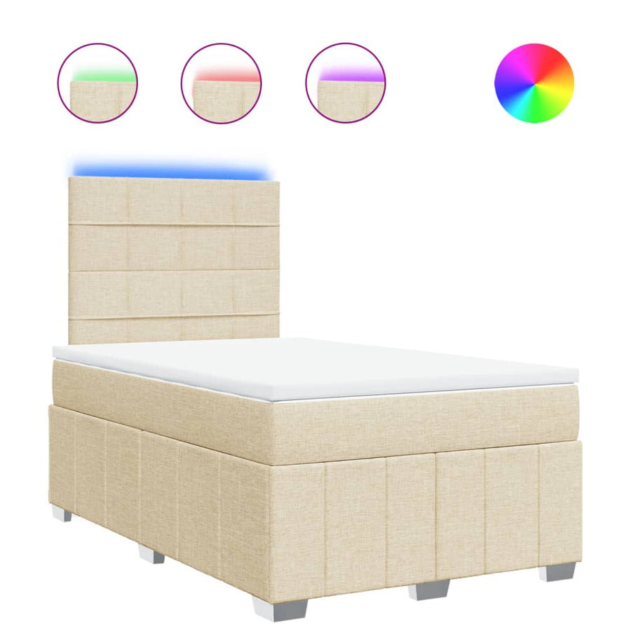 Boxspring met matras stof crèmekleurig 120x190 cm