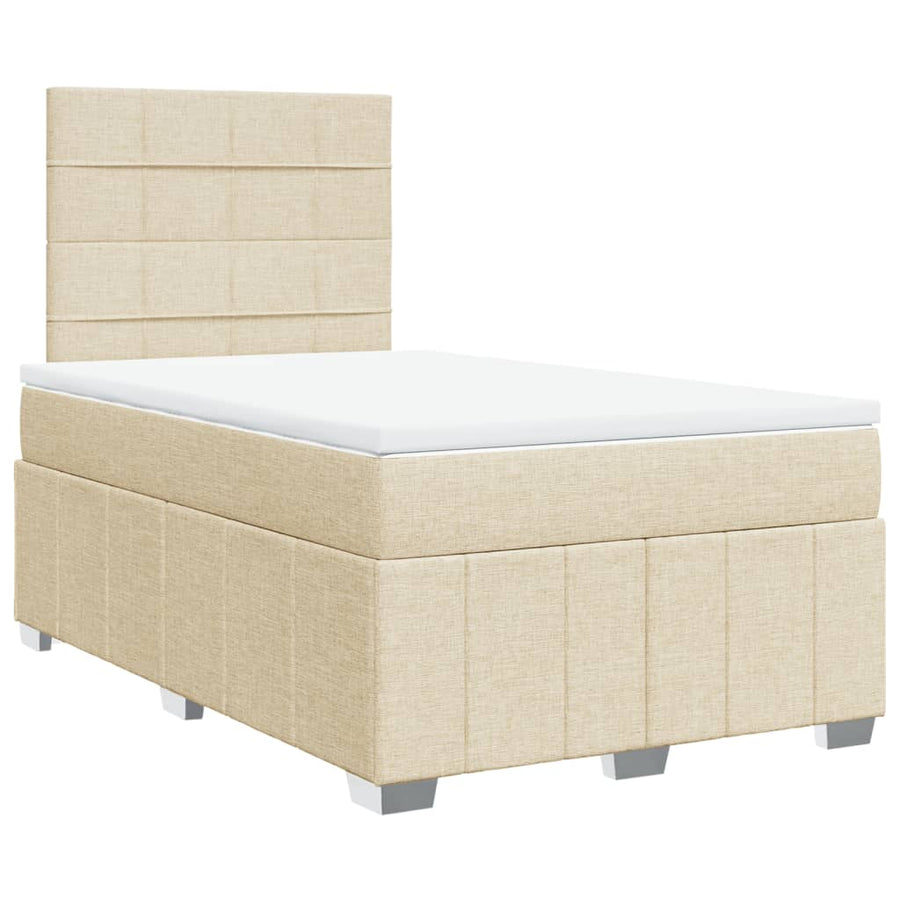 Boxspring met matras stof crèmekleurig 120x190 cm