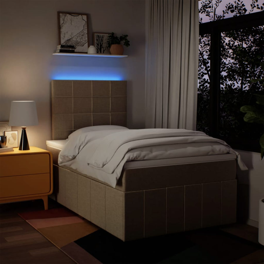 Boxspring met matras stof crèmekleurig 120x190 cm