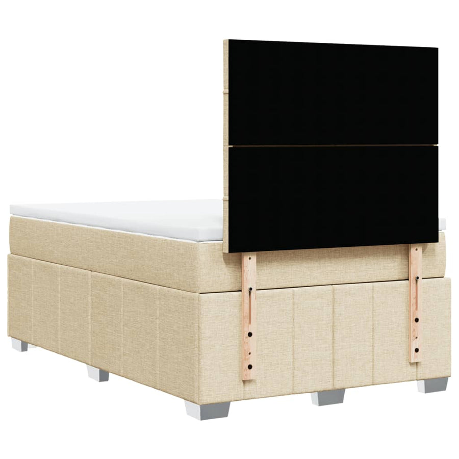 Boxspring met matras stof crèmekleurig 120x190 cm