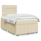 Boxspring met matras stof crèmekleurig 120x190 cm